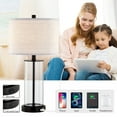 thumbnail image 5 of Kawoti  23.25" Touch Control Table Lamp Set with USB Port and Bulbs Black, 5 of 5