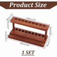 thumbnail image 2 of Rubber Wood Pen Holder 9-Hole Desk Stand Organizer Holding Rack for Pens Paint Brushes Colored Pencils Markers Chocolate 200x79x76mm, 2 of 5