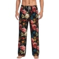 thumbnail image 2 of Goofa Rose Flowers Printed Soft Pajama Pants for Men, Wide Leg Comfy Casual Lounge Yoga Pants-Large, 2 of 9