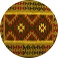thumbnail image 1 of Ahgly Company Indoor Round Oriental Yellow Traditional Area Rugs, 4' Round, 1 of 4
