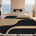 thumbnail image 2 of Design&I 9'x12' Washable Area Rug Giant Skid-Resistant Black Beige Abstract Curves and Fluid Lines Design Elegant Modern Artistic for Great Room, Large Living, 2 of 7