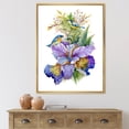 thumbnail image 2 of Designart 'Birds With Purple Iris' Traditional Framed Canvas Wall Art Print, 2 of 5