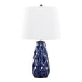 thumbnail image 5 of Hex 20" Contemporary Ceramic Accent Lamp in Estate Blue Ceramic, Polished Nickel and White Linen Shade - Set of 2, 5 of 5