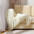 thumbnail image 1 of Meitianfacai Couverture de Canapé Housse Couverture Sieste de Bureau Couverture de Climatisation Couverture Tricotée à Franges Couverture de Sieste Couverture de Bout de Lit, Blanc, 1 of 6