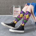 thumbnail image 5 of Honeii Mardi Gras4 Print Long Socks,Novelty Design Socks Gift for Men and Women,Crew Socks,Calf Socks, 5 of 6