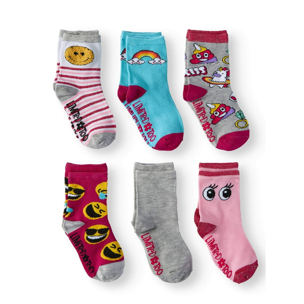 Limited Too - Limited Too Girls Socks, 6 Pack Crew Socks (Little Girls ...