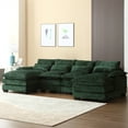 thumbnail image 3 of Aukfa 110" Sectional Sofa Overstuffed U shape Couch for Living Room, 4 Lumbar Pillow, Boucle, Green, 3 of 11