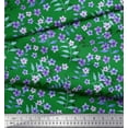 thumbnail image 2 of Soimoi Moss Georgette Fabric Leaves & Periwinkle Floral Decor Fabric Printed Yard 42 Inch Wide, 2 of 3