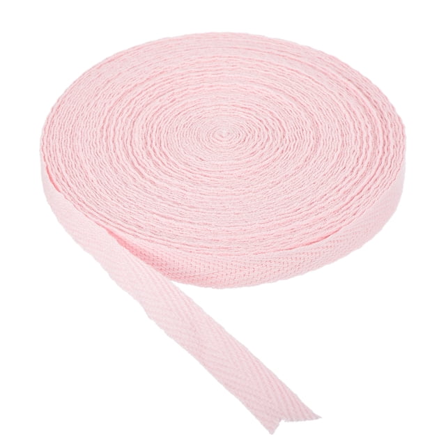 Cinta de sarga de algodón Uxcell 3/8 pulgadas 50 yardas cinta de raso para coser, envoltura de regalos, manualidades Rosa Blanco 10 yardas