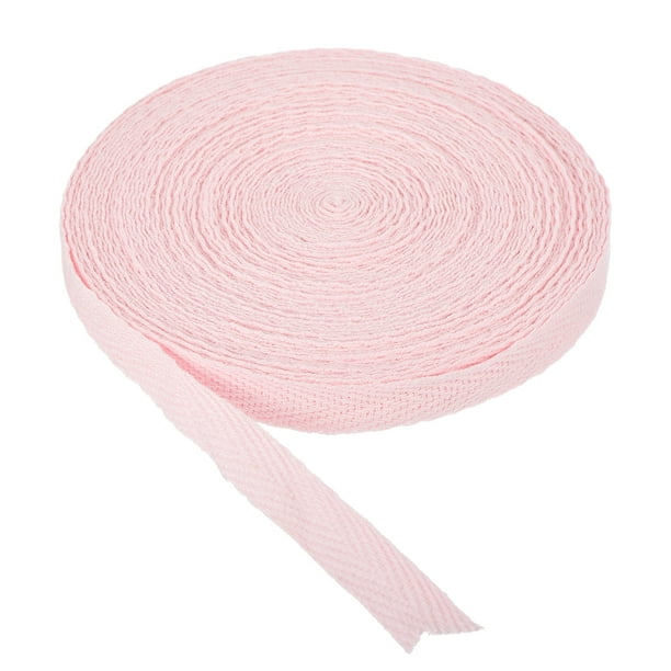Cinta de sarga de algodón Uxcell 3/8 pulgadas 50 yardas cinta de raso para coser, envoltura de regalos, manualidades Rosa Blanco 10 yardas
