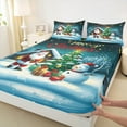 thumbnail image 3 of jejeloiu Happy New Year Full Size Sheets,Merry Christmas Gifes Bed Sheets,Xmas Tree Snowmen Sheet Sets For Children,Microfiber Bedroom Decor,4 Pieces, 3 of 7
