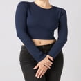 thumbnail image 2 of T-shirt Femme Manches Longues Col Rond Ajusté Tops Automne, 2 of 6