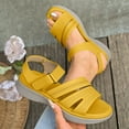 thumbnail image 2 of Xfvqtps Womens Sandals Hook and Loop Strap Open Toe Thick Soft Sole Non Slip Comfortable Breathable Summer Wedge Sandals Yellow, 2 of 7
