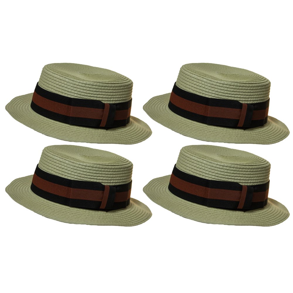 *4 Pack* Men's 3.25 Inch Deluxe Barber Shop Quartet Skimmer Hat