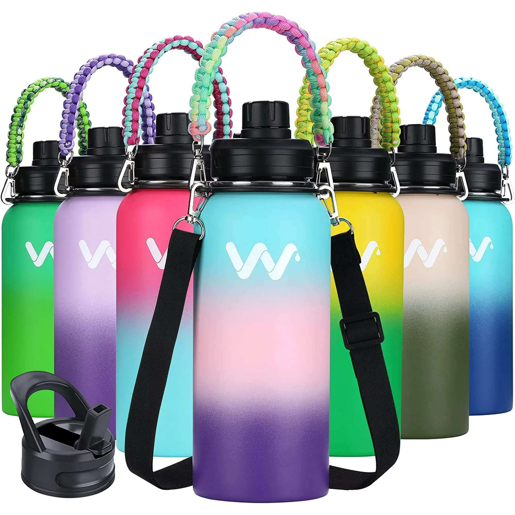 Insulated Water Bottle With Straw Lid & Spout Lid, - 32 oz - Vacuum