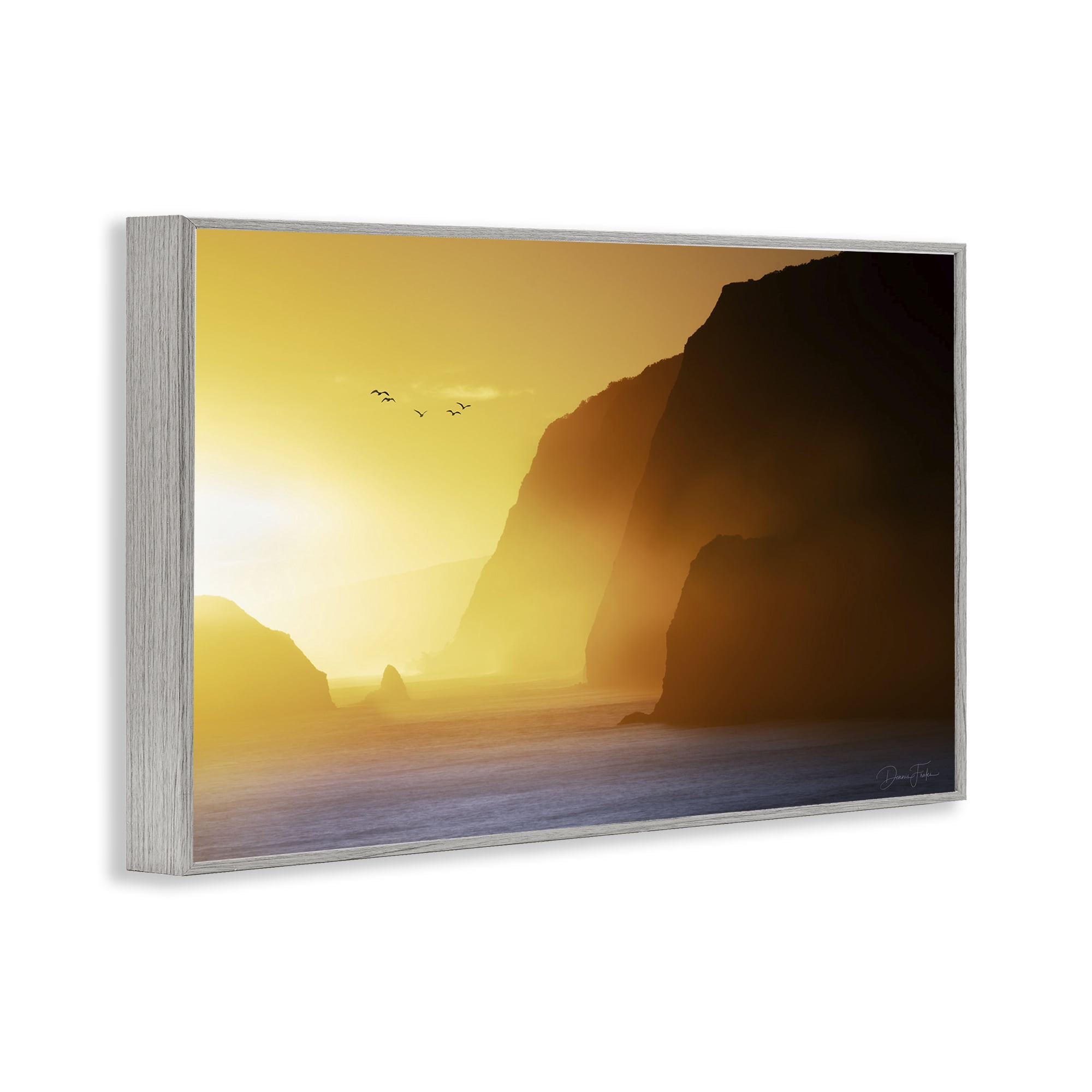 Stupell Industries Bright Sunlit Cliffs Landscape Photography Gray Framed Art Print Wall Art, 18 x 12