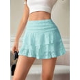 thumbnail image 5 of Womens Pleated Mini Skirt Lace High Waisted Ruffle Short Skirts Blue L, 5 of 8