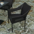 thumbnail image 3 of Merrick Lane Weather Resistant Indoor/Outdoor Stacking Patio Dining Chair with Steel Frame and PE Rattan - Black, 3 of 11