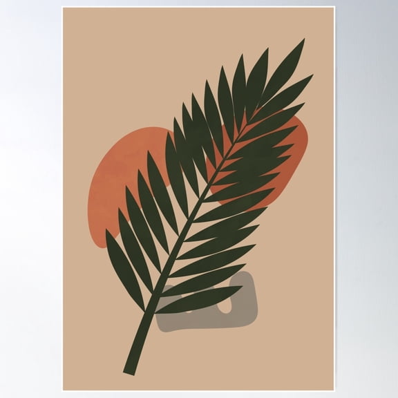 Abstract Coconut Tree Leaf - Botanical Boho Poster Wall Art, Modern Wall Decor For Living Room Bedroom, 8x12 UNFRAMED