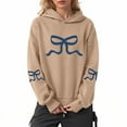 thumbnail image 2 of Xudanell Women Fashion Hoodies Sweatshirts Bow Print Oversized Hooded Sweatshirts Sports Top Work Clothes for Women Khaki XXXL, 2 of 5