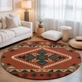 thumbnail image 2 of Round Rugs 4Ft, Orange Western Round Area Rug Washable Indoor Throw Carpet, Southwestern Geometric Ethnic Soft Non Slip Circle Rug for Kitchen Nursery Room Home Decor Aesthetic, 2 of 8