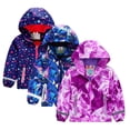 thumbnail image 3 of Chenyin Kids Toddler Girls Hooded Spring Fall Outerwear Fleece Windbreaker Jacket Baby Prints Trench Coats Winter Padded Rain Jacket for Girls 3-10T, 3 of 9