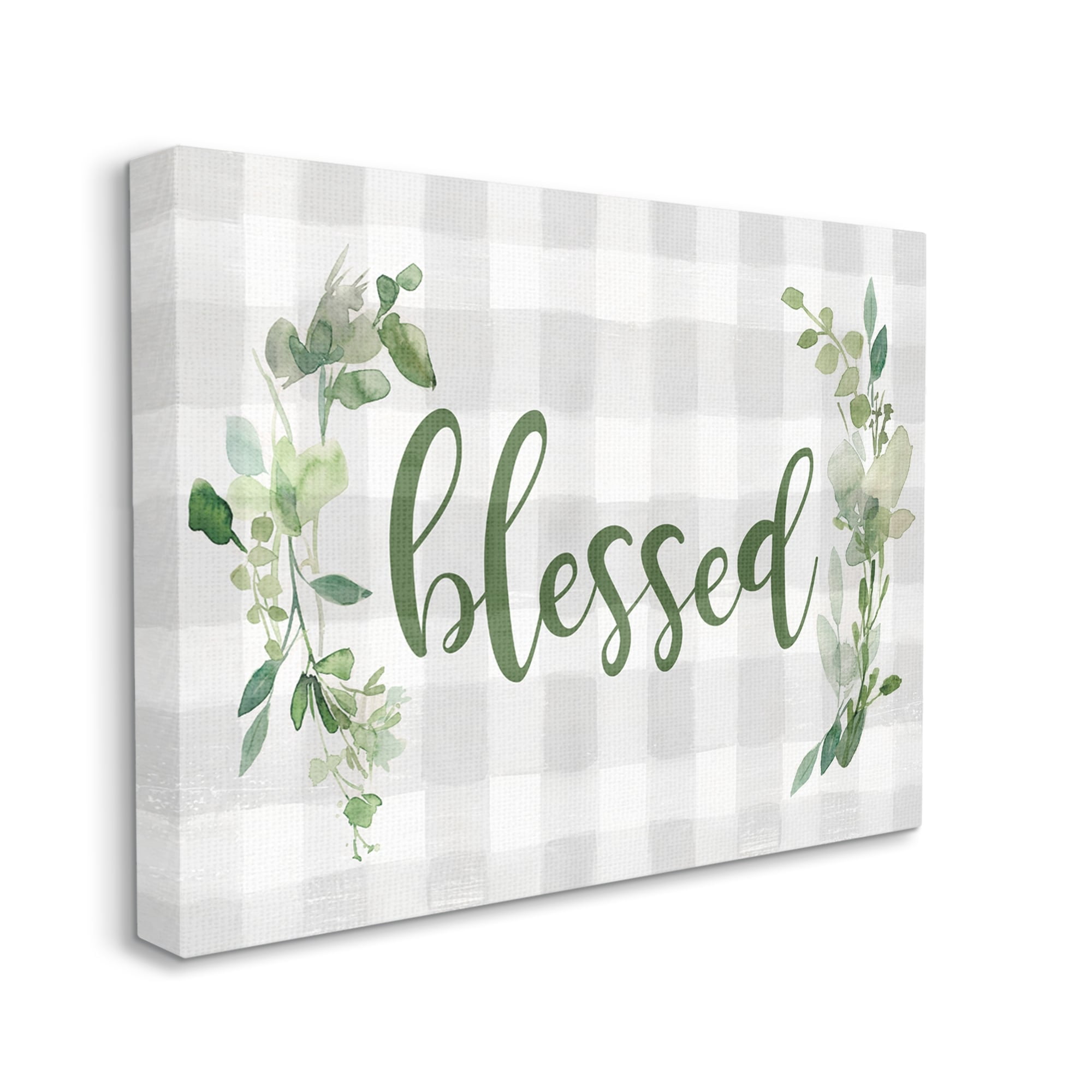 Stupell Industries Blessed Religious Phrase Geometric Herbal Tablecloth Pattern,30 x 24, Design by Carol Robinson