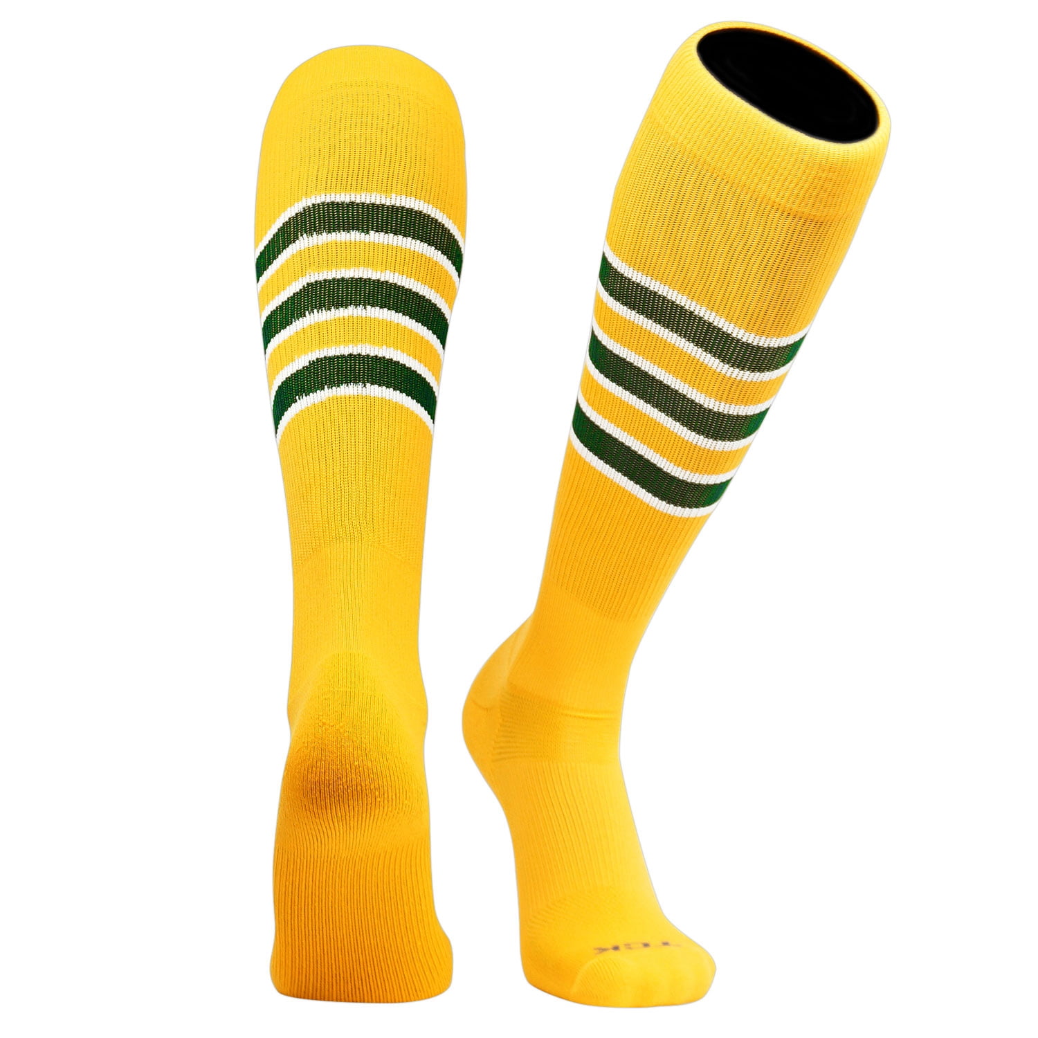 TCK Elite Baseball Football Knee High Striped Socks (D) Gold, White, Dk