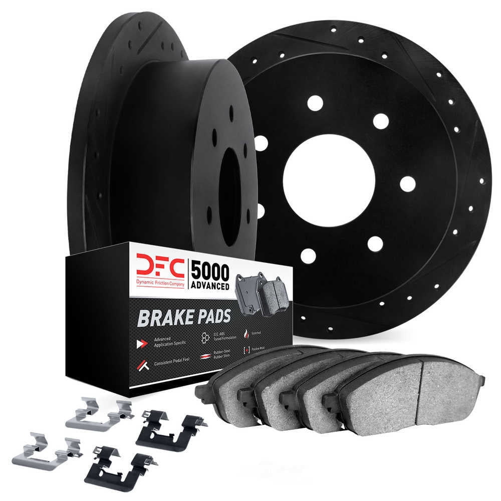 Dynamic Friction Company 8512-54121 DFC Rotors-Drilled and Slotted-Black with 5000 Advanced Brake