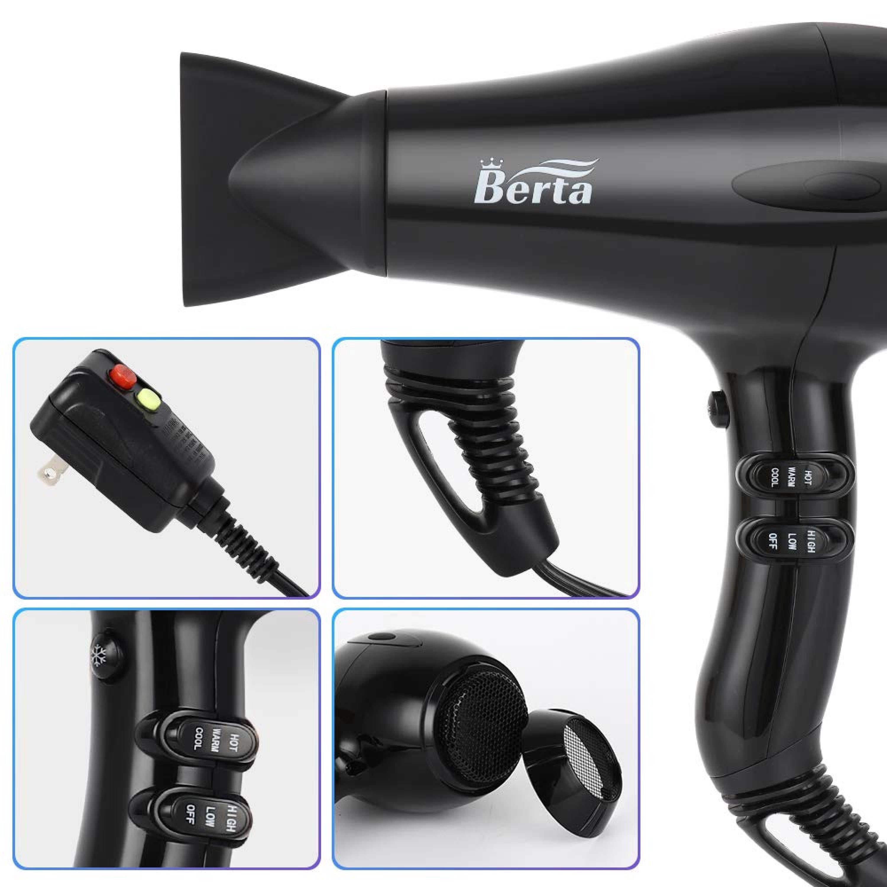 Professional Tourmaline 1875W Negative Ionic Blow Hair Dryer Concentrator-Black