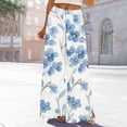 thumbnail image 2 of Women's Wide Leg Pants Fashion Print Lightweight Elastic Waist Loose Fit Pants Summer Beach Casual Daily Wear (XL, White), 2 of 4