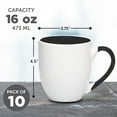 thumbnail image 5 of Bistro Style Large Coffee Mugs 16 oz. Set of 10, Bulk Pack - Perfect for Coffee, Tea, Espresso, Hot Cocoa, Other Beverages - Black, 5 of 5