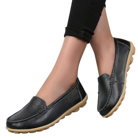 Women's Loafers Casual Wild Driving Flats Soft Leather Non Slip Walking Shoes Comfortable Slip On Sneakers