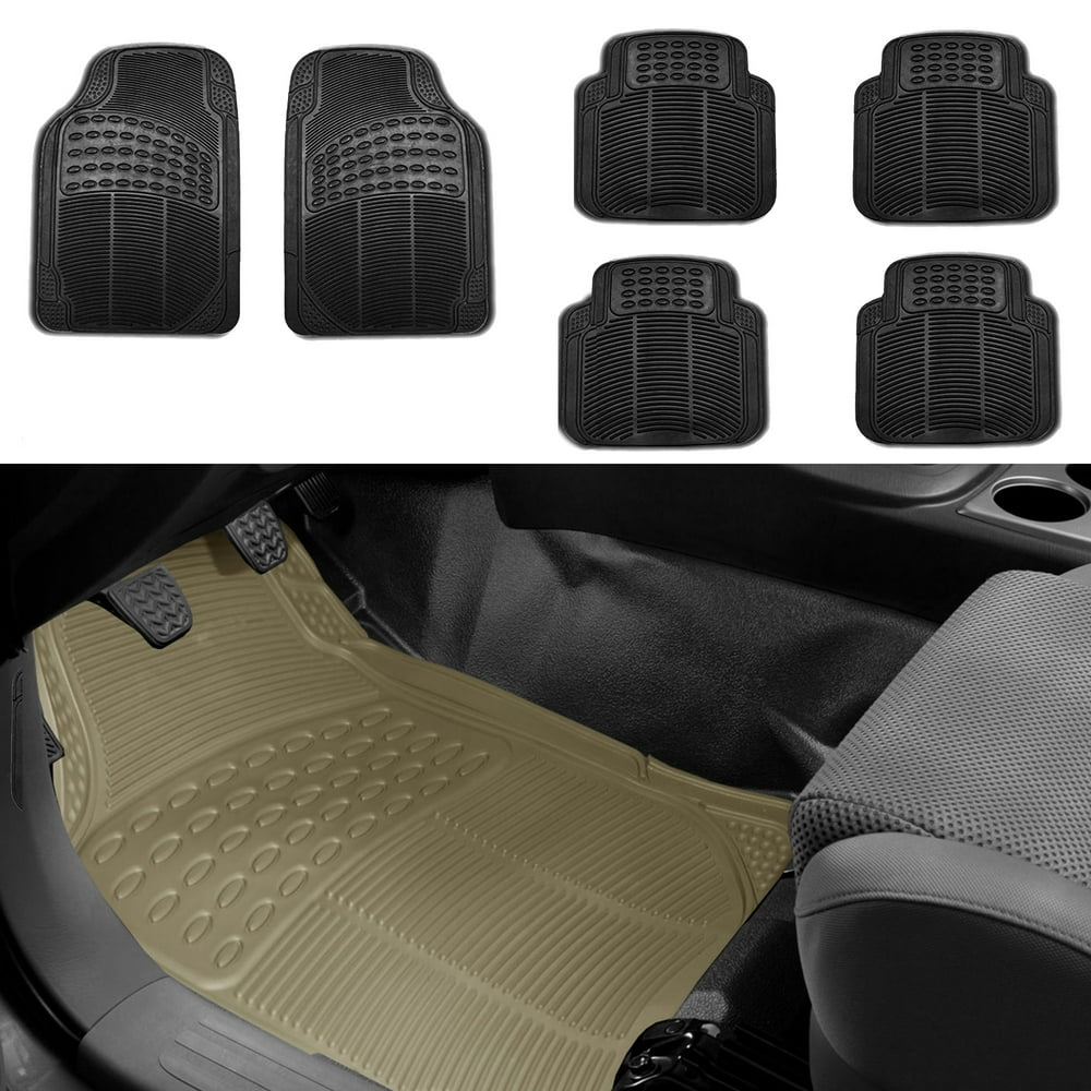 FH Group 6pc Floor Mats Full Set For SUV Van 3 Row, Full Interior Floor