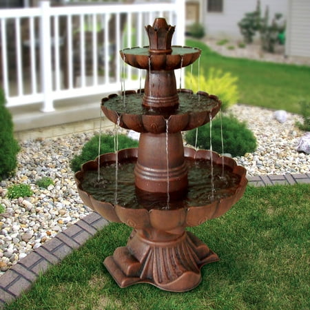 Wave Wall Fountain - Alpine Valencia 3-Tiered Outdoor Fountain