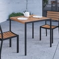 thumbnail image 3 of Merrick Lane 35" Square Faux Teak Outdoor Dining Table with Powder Coated Steel Frame and Umbrella Hole, 3 of 11