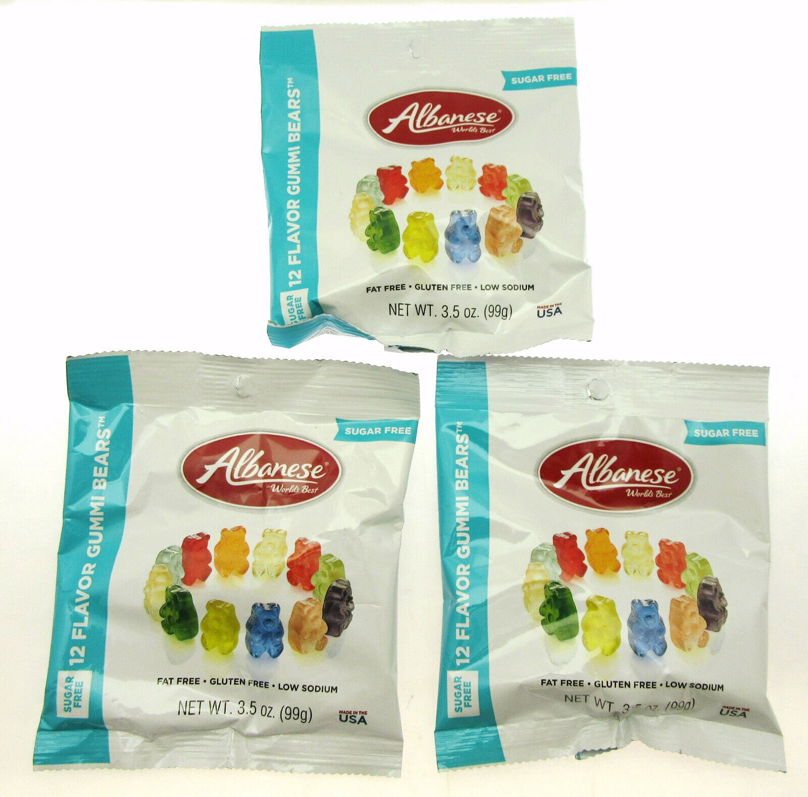 Albanese Sugar Free Gummi Bears Fruit Chewy Candy Gummy Sweets Lot of 3