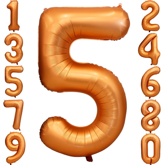 Globos con números de aluminio LVMOQIQIU, color naranja, 5 x 40 pulgadas