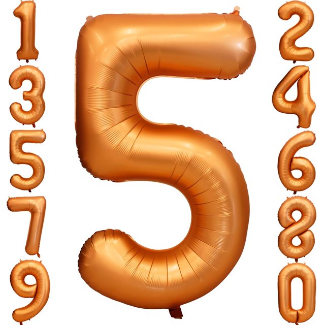 Globos con números de aluminio LVMOQIQIU, color naranja, 5 x 40 pulgadas