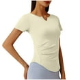 thumbnail image 6 of Ltctricy Workout Tops for Women Seamless Short Sleeve V Neck Ruched Slim Yoga T Shirts Athletic Gym Tees, 6 of 7