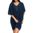 thumbnail image 1 of Robes Décontractées pour Femmes Grande Taille, Longueur Genou, Unies, Manches Courtes, Col en V, Robes Confortables, Robe Longue Décontractée, 1 of 4