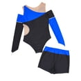 thumbnail image 4 of inhzoy Kid Girs 2PCs Gymnastic Outfits Color Block Ballet Dance Leoatrd with Shorts,Sizes 6-16 Blue 16, 4 of 5