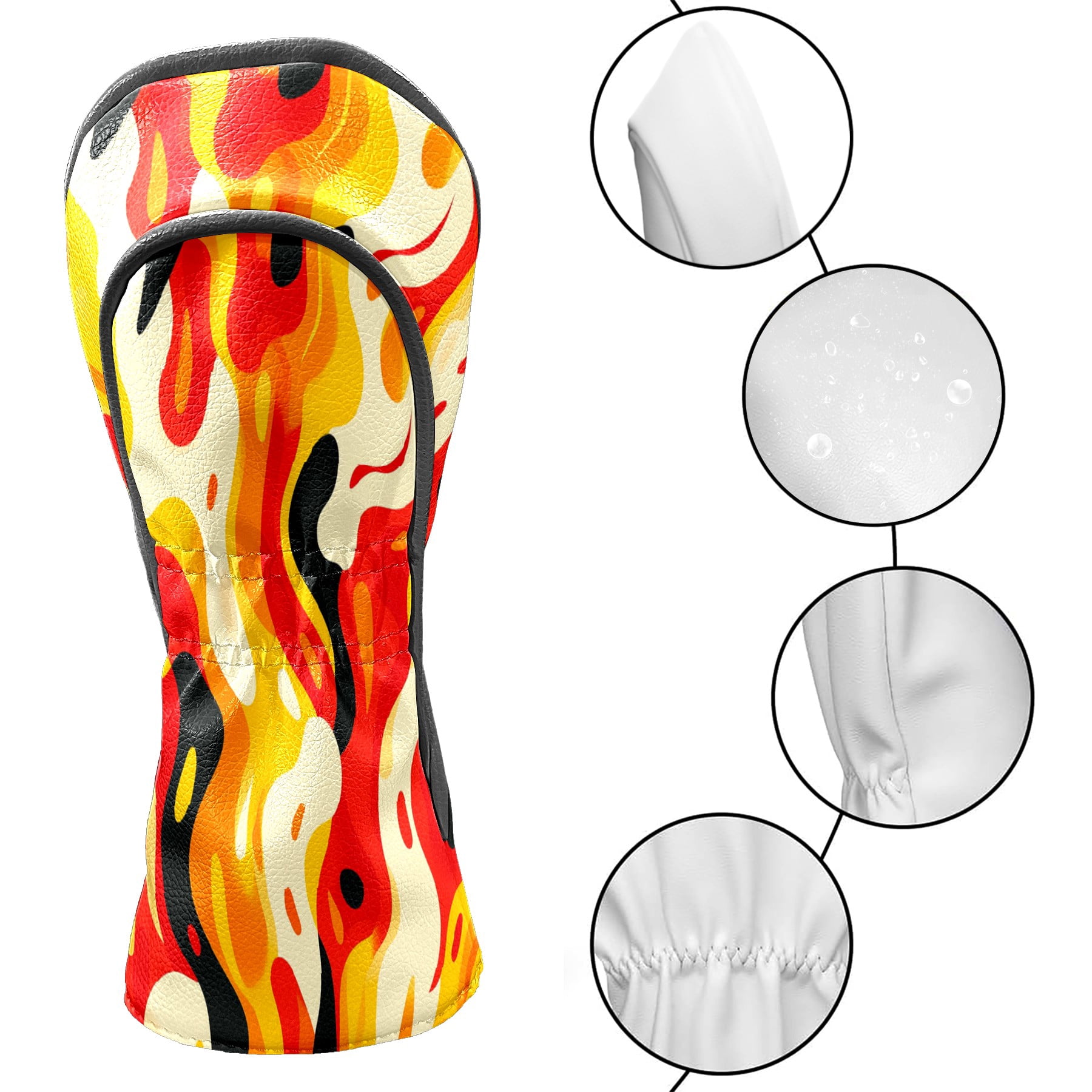 Golf Club Covers PU Leather Waterproof Head Covers for Fairway Woods Hybrids Abstract Pattern