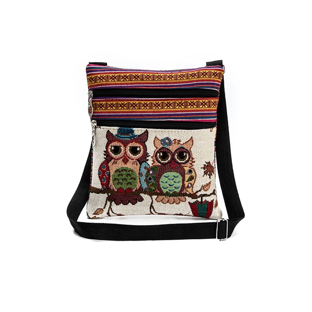 Fashion Embroidered Owl Tote Bags Women Shoulder Bag Handbags Postman Package 