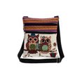 thumbnail image 1 of Las mujeres mini del bolso de Crossbody del búho bordado Jacquard cremallera correa ajustable L Baggra Paquete de bandolera, 1 of 2