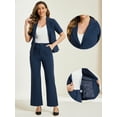 thumbnail image 2 of DARING DIVA Women's One Button Blazer 2 Pcs Outfits Jacket Suit Pants XL Dark Blue, 2 of 6