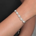 thumbnail image 5 of Gem Stone King 925 Sterling Silver Oval Cabochon White Simulated Opal and White Topaz Bracelet for Women | 5.34 Cttw | Fully Adjustable up to 9 inch, 5 of 5