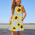thumbnail image 2 of Taqqpue Girls Dresses Summer Clothes Kids Little Girls Sunflower Printed A Line Floral Dress Daily Holiday Sleeveless Dress Summer Skirt Casual Beach Sundress with Pockets 8-9 Years, 2 of 6