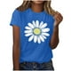 thumbnail image 1 of Camisas de Manga Corta para las Mujeres Moda Casual Impresión Cuello Redondo Suéter Tee Blusas, 1 of 3