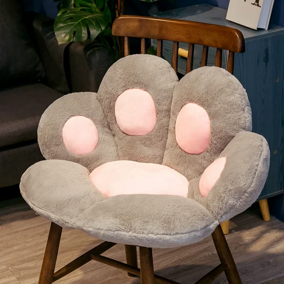 1Pcs Bear Paw Half Surrounded Pillows, 23.6'' Plush Paw Shaped Throw Pillow, Butt Cushion, Floor Pillow, Decorative Seating Cushion for Bedroom, Sofa, Chair, Cute Room Decor,Gray
